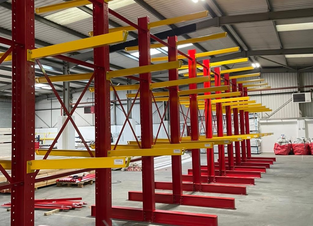 cantilever racking in a warehouse